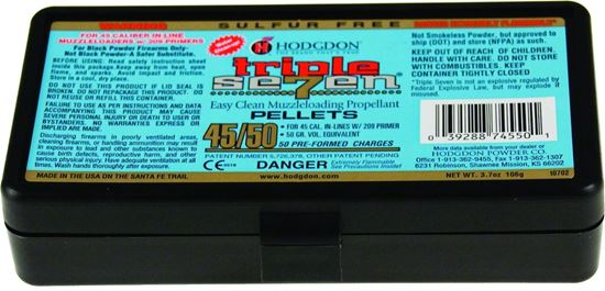 Picture of Hodgdon T74550 Triple Seven Muzzleloading Pellets 45Cal 50Gr 100 Pk State Laws Apply