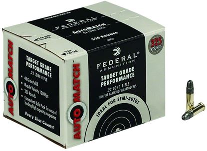 Picture of Federal AM22 Champion Rimfire Rifle Ammo 22 LR, Solid, 40 Grains, 1200 fps, 325 Rounds, Boxed