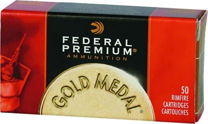 Picture of Federal 711B Gold Medal Target Rimfire Ammo 22 LR, Solid, 40 Grains, 1080 fps, 50 Rounds, Boxed