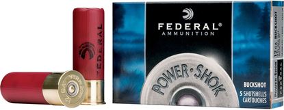 Picture of Federal F130-00 Power-Shok Shotgun Ammo 12 GA, 2-3/4 in, 00B, 12 Pellets, 1290 fps, 5 Rounds, Boxed