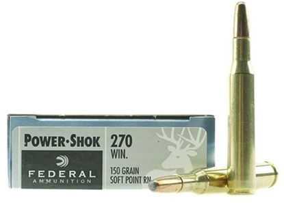 Picture of Federal 270B Power-Shok Rifle Ammo 270 WIN, SP RN, 150 Grains, 2830 fps, 20, Boxed