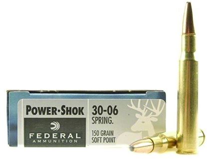 Picture of Federal 3006A Power-Shok Rifle Ammo 30-06 SPR, SP, 150 Grains, 2910 fps, 20, Boxed