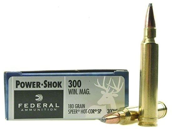 Picture of Federal 300WBS Power-Shok Rifle Ammo 300 WIN MAG, Speer Hot-Cor SP, 180 Grains, 2960 fps, 20, Boxed
