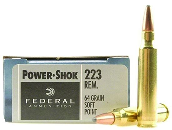 Picture of Federal 223L Power-Shok Rifle Ammo 223 REM, SP, 64 Grains, 3050 fps, 20, Boxed