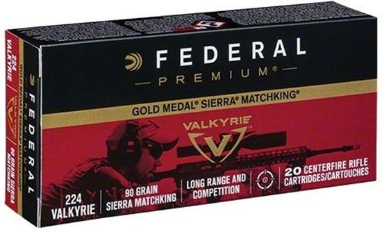 Picture of Federal GM224VLK1 Gold Medal Rifle Ammo 224 VALKYRIE, SMK BTHP, 90 Grains, 2700fps, 20, Boxed