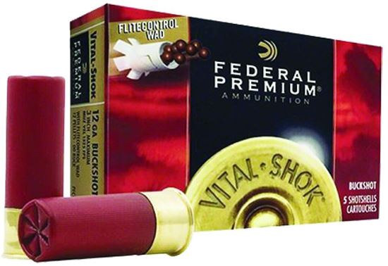 Picture of Federal PFC157-00 Premium Vital-Shok Buckshot 12 GA, 3 in, 00B, 12 Pellets, 1325 fps, 5 Rounds, Boxed