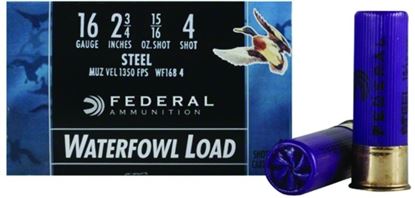 Picture of Federal WF1684 Speed-Shok Waterfowl Shotshell 16 GA, 2-3/4 in, No. 4, 15/16oz, 3.21 Dr, 1350 fps, 25 Rnd per Box
