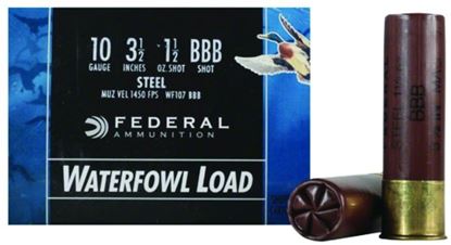 Picture of Federal WF107BBB Speed-Shok Waterfowl Shotshell 10 GA, 3-1/2 in, No. BBB, 1-1/2oz, 5.03 Dr, 1450 fps, 25 Rnd per Box