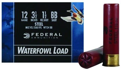 Picture of Federal WF134BB Speed-Shok Waterfowl Shotshell 12 GA, 3-1/2 in, No. BB, 1-1/2oz, 4.84 Dr, 1500 fps, 25 Rnd per Box