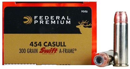 Picture of Federal P454SA Premium Vital-Shok Pistol Ammo 454 CASULL, Swift A-Frame, 300 Gr, 1520 fps, 20 Rnd, Boxed