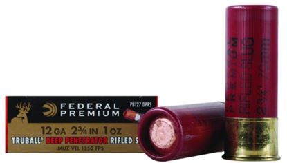Picture of Federal PB127DPRS Vital-Shok TruBall Rifled Slugs 12 GA, 2-3/4 in, 1oz, 3-1/4 Dr, 1350 fps, 5 Rnd per Box