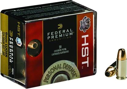 Picture of Federal P9HST1S Premium Personal Defense Pistol Ammo 9MM, HST JHP, 124 Gr, 1150 fps, 20 Rnd, Boxed
