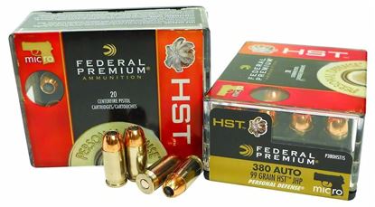 Picture of Federal P380HST1S Premium Personal Defense Pistol Ammo 380 ACP, HST, 99 Gr, 1030 fps, 20 Rnd, Boxed