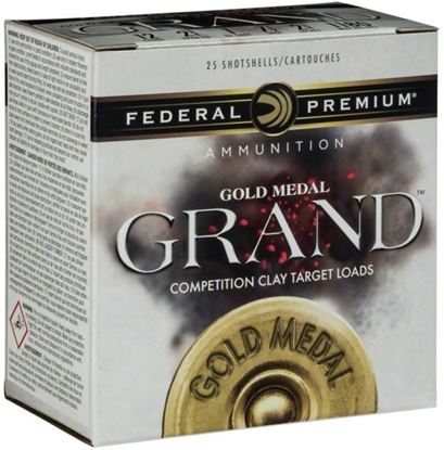 Picture of Federal GMT178-8 Gold Medal Grand Plastic Shotshell 12 GA 2 3/4" HDCP 1 1/8oz 8 1,245fps, 25 Rnd per Box