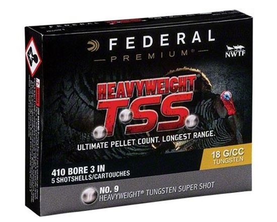 Picture of Federal PTSS419F-9 Heavyweight TSS Turkey Shotshell 410 3" 13/16oz 9 (No FLITECONTROL FLEX) 5 Rnd per Box