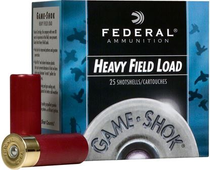 Picture of Federal H163-4 Game-Shok Upland - Hi-Brass Shotshell 16 GA, 2-3/4 in, No. 4, 1-1/8oz, 3.22 Dr, 1295 fps, 25 Rnd per Box