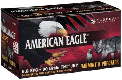 Picture of Federal AE6890VP American Eagle Rifle Ammo 6.8 SPC 90 GR JACKETED HOLLOW POINT "VARMINT / PREDATOR"