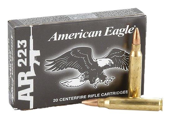 Picture of Federal AE223 American Eagle Rifle Ammo 223 REM, FMJBT, 55 Grains, 3240 fps, 20, Boxed