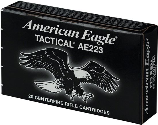 Picture of Federal AE223J American Eagle Lake City MSR Ammo 223 REM/5.56 NATO, FMJ-BT, 55 Grains, 3240 fps, 20 Ct Box W/O Divider