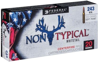 Picture of Federal 243DT100 Non-Typical Rifle Ammo, 243 Win 100 Gr Soft Point, 20 Round Box
