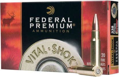 Picture of Federal P338B2 Premium Vital-Shok Rifle Ammo 338 WIN MAG, NP, 250 Grains, 2660 fps, 20, Boxed