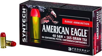 Picture of Federal AE40SJ1 American Eagle Syntech Pistol Ammo 165Gr, 1050fps, Total Synthetic Jacket, 50 Rnd Per Box