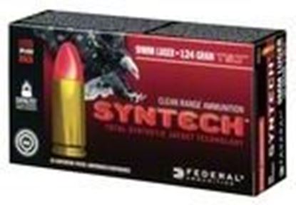 Picture of Federal AE9SJ2 American Eagle Syntech Pistol Ammo 9MM 124Gr, 1050fps, Total Synthetic Jacket 50 Rnd Per Box