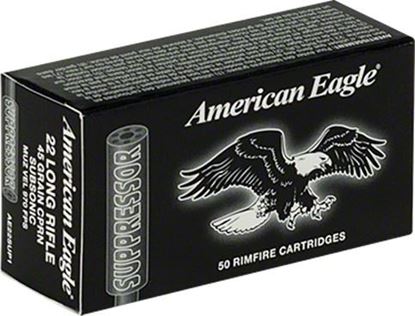 Picture of Federal AE22SUP1 American Eagle Suppressor Rifle Ammo 22 LR, CPS, 45 Grains, 970 fps, 50 Rounds, Boxed
