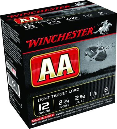 Picture of Winchester AA128 AA Shotshell 12 GA 2-3/4" 1-1/8oz 2-3/4Dr 25Rnd Target 1145FPS
