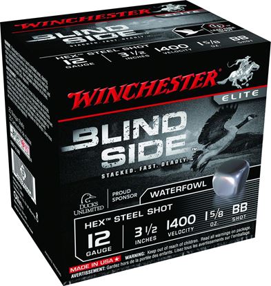 Picture of Winchester SBS12LBB Blind Side Shotshell 12 GA, 3-1/2 in, No. BB, 1-5/8oz, 1400 fps, 25 Rnd per Box