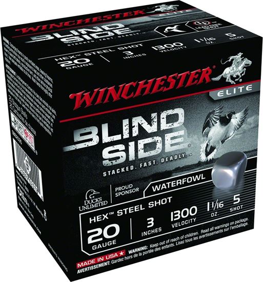 Picture of Winchester SBS2035 Blind Side Shotshell 20 GA, 3 in, No. 5, 1-1/16oz, 1300 fps, 25 Rnd per Box