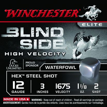 Picture of Winchester SBS123HV2 Blind Side Shotshell 12 GA, 3 in, No. 2, 1-1/8oz, 1675 fps, 25 Rnd per Box