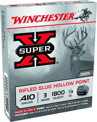 Picture of Winchester X413RS5 Super-X Rifled Slugs 410 GA, 3 in, 1/4oz, 1800 fps, 5 Rnd per Box