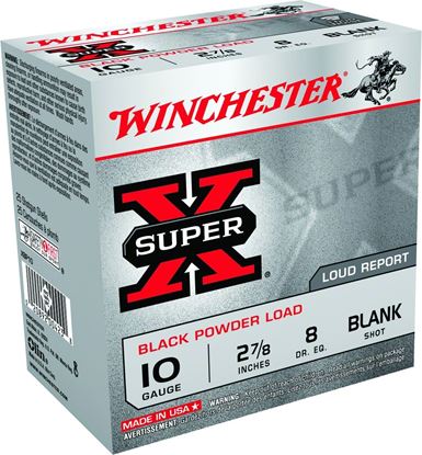 Picture of Winchester XBP10 Super-X Shotshell 10 GA, 2-7/8 in, No. Blank, Black Powder, 8 Dr, 25 Rnd per Box