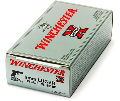 Picture of Winchester X9MMSHP Super-X Pistol Ammo 9MM, Silvertip HP, 115 Gr, 1225 fps, 50 Rnd, Boxed