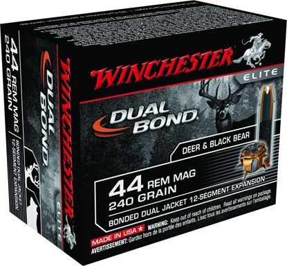 Picture of Winchester S44RMDB Dual Bond Elite Pistol Ammo 44 REM, DJHP, 240 Gr, 1300 fps, 20 Rnd, Boxed