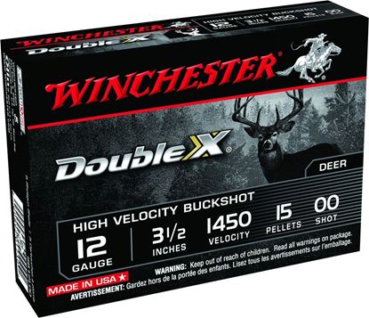Picture of Winchester SB12L00 Double X Shotgun Ammo 12 GA, 3-1/2 in, 00B, 15 Pellets, 1450 fps, 5 Rounds, Boxed