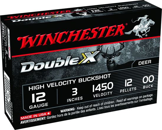 Picture of Winchester SB12300 Double X Shotgun Ammo 12 GA, 3 in, 00B, 12 Pellets, 1450 fps, 5 Rounds, Boxed