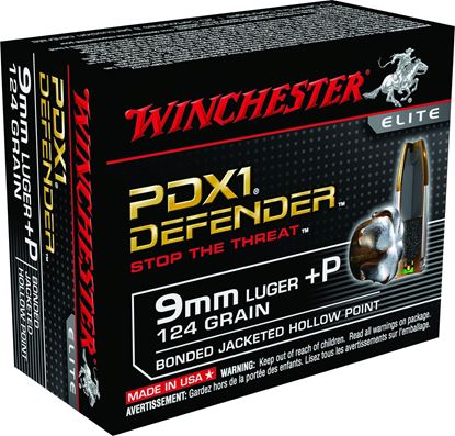 Picture of Winchester S9MMPDB Defender Elite PDX1 Pistol Ammo 9MM, BJHP, 124 Gr, 1200 fps, 10 Rnd, Boxed