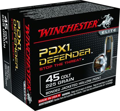 Picture of Winchester S45CPDB Defender Elite PDX1 Pistol Ammo 45 LC, BJHP, 225 Gr, 850 fps, 20 Rnd, Boxed