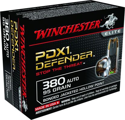 Picture of Winchester S380PDB Defender Elite PDX1 Pistol Ammo 380 ACP, BJHP, 95 Gr, 1000 fps, 20 Rnd, Boxed