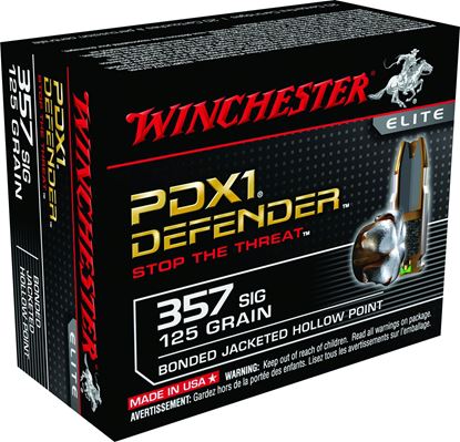 Picture of Winchester S357SPDB Defender Elite PDX1 Pistol Ammo 357 SIG, BJHP, 125 Gr, 1350 fps, 20 Rnd, Boxed