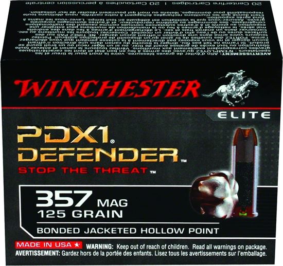 Picture of Winchester S357MPDB Defender Elite PDX1 Pistol Ammo 357 MAG, BJHP, 125 Gr, 1325 fps, 20 Rnd, Boxed