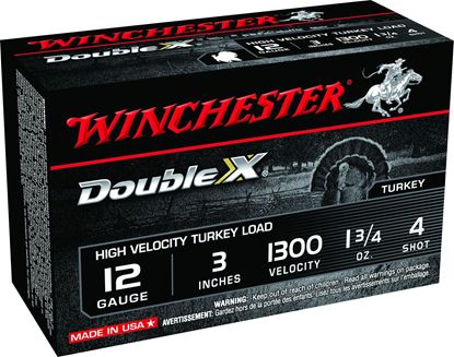 Picture of Winchester STH1234 Double X Shotshell 12 GA, 3 in, No. 4, 1-3/4oz, Max Dr, 1300 fps, 10 Rnd per Box