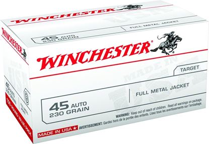 Picture of Winchester USA45AVP Pistol Ammo 45 ACP, FMJ, 230 Gr, 835 fps, 100 Rnd, Boxed
