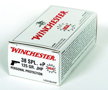 Picture of Winchester USA38JHP Pistol Ammo 38 SPL, JHP, 125 Gr, 945 fps, 50 Rnd, Boxed