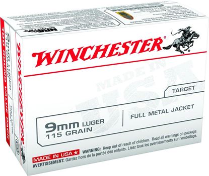 Picture of Winchester USA9MMVP Pistol Ammo 9MM, FMJ, 115 Gr, 1190 fps, 100 Rnd, Boxed