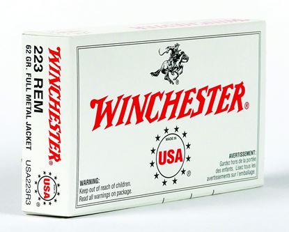 Picture of Winchester USA223R3 Best Value USA Rifle Ammo 223 REM, FMJ, 62 Grains, 3100 fps, 20, Boxed