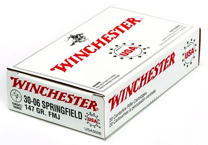 Picture of Winchester USA3006 Best Value Rifle Ammo 30-06 SPR, FMJ, 147 Grains, 3020 fps, 20, Boxed