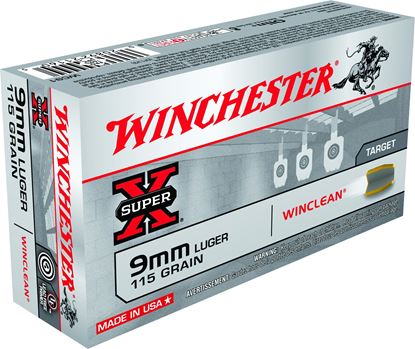 Picture of Winchester WC91 Super-X Clean Pistol Ammo 9MM, BEB, 115 Gr, 1190 fps, 50 Rnd, Boxed